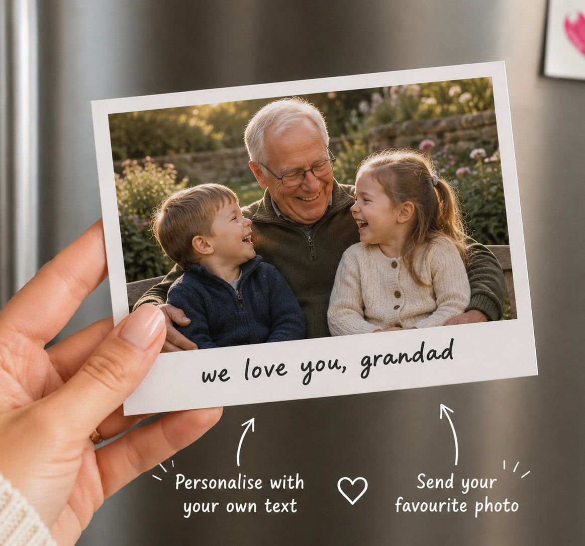 Personalised Polaroid Fridge Magnet | Custom Photo Magnet Gift for Dad | Father’s Day Photo Keepsake | Personalised Grandad Gift