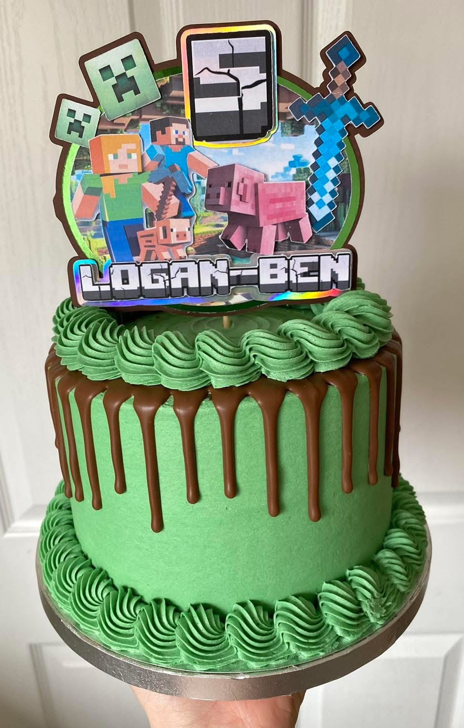 MINECRAFT personalised cake topper with name and age