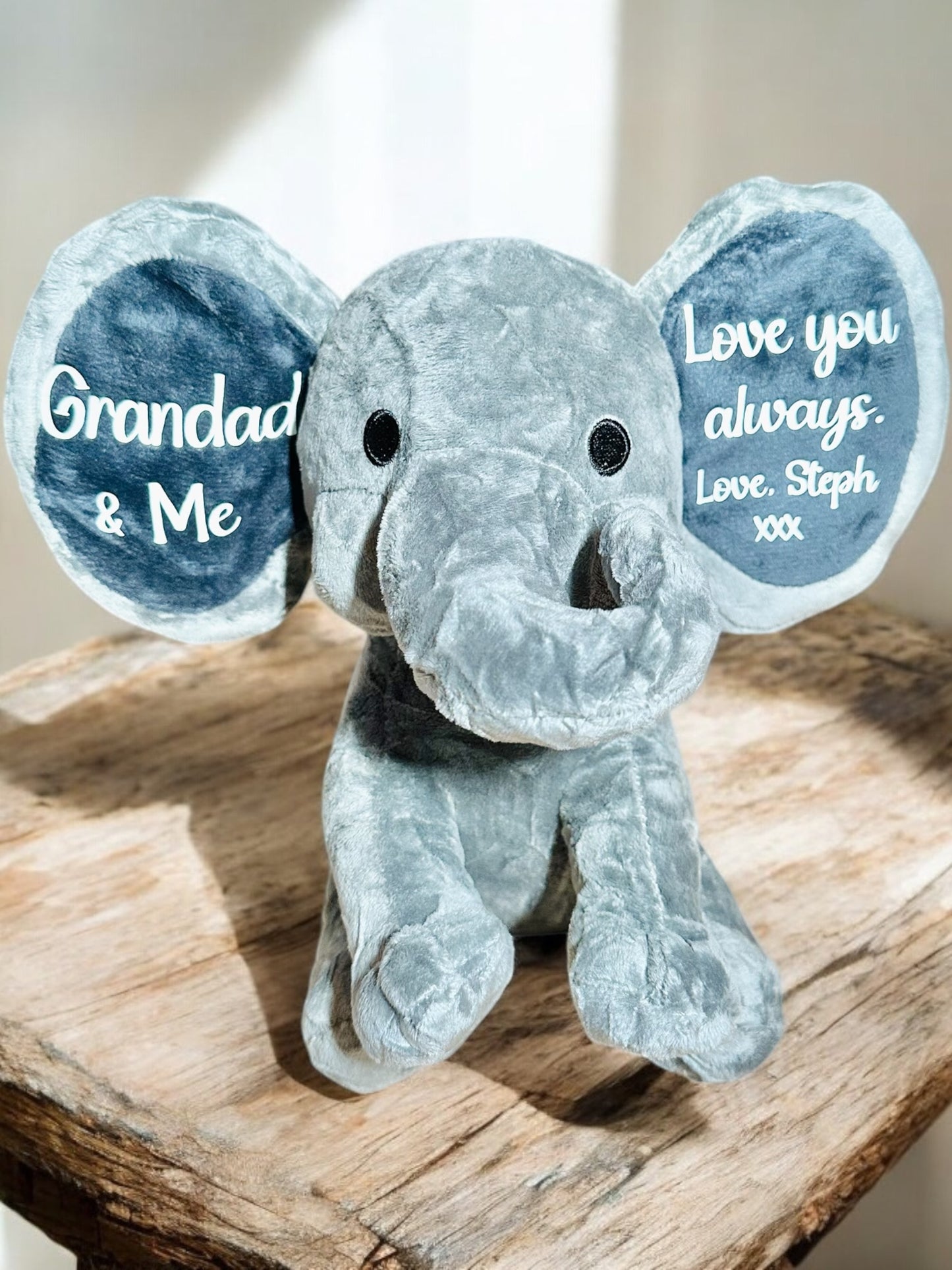 Personalised elephant plushy toy super soft cute gift