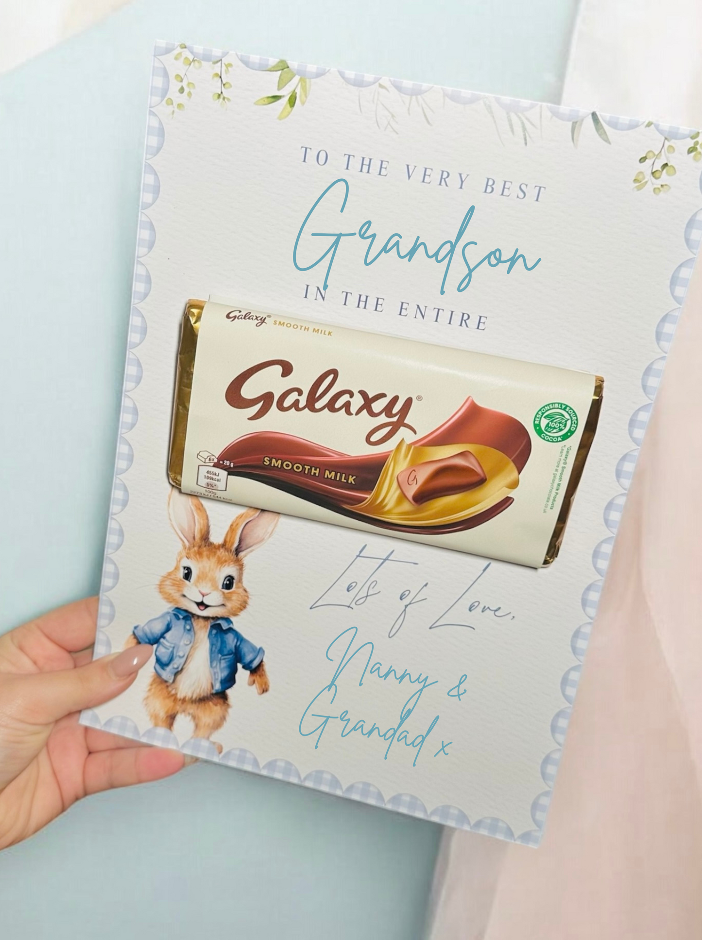 Personalised galaxy chocolate board easter gift A4 size (Chocolate bar optional)
