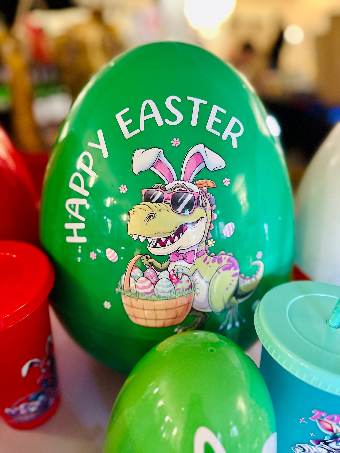 Giant jumbo personalised character plastic fillable Easter egg & matching personalised cup - 14 inch egg