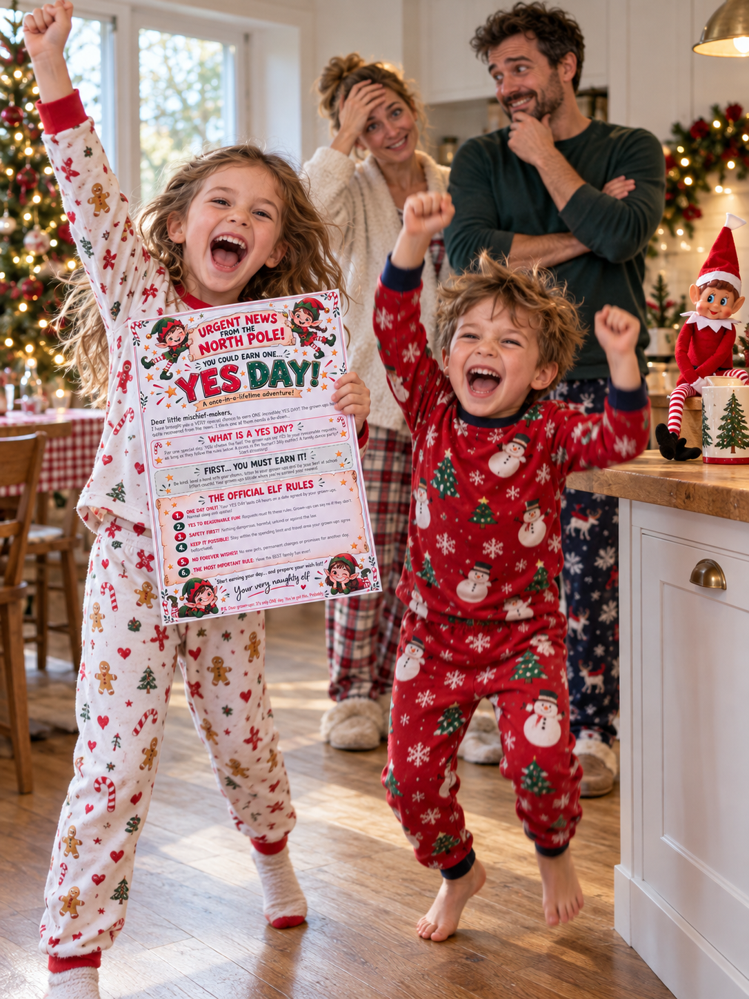 Elf Kids Yes Day Poster – Funny Christmas Elf Surprise - naughty elf ideas