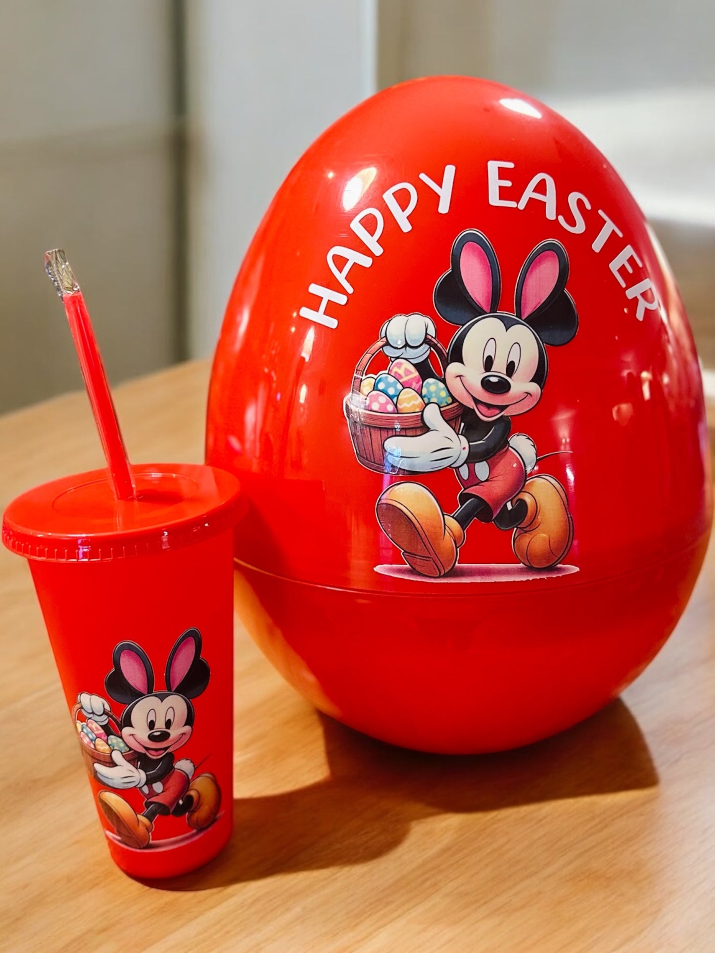 Giant jumbo personalised character plastic fillable Easter egg & matching personalised cup - 14 inch egg