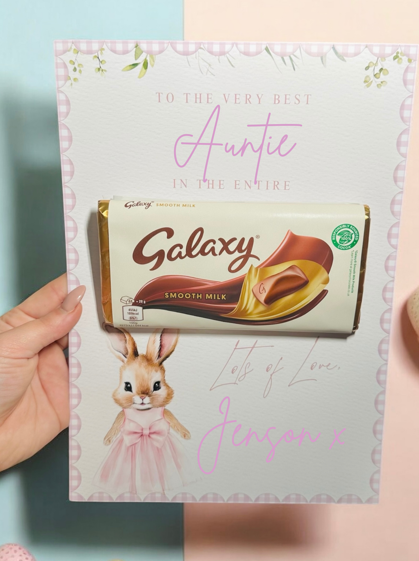 Personalised galaxy chocolate board easter gift A4 size (Chocolate bar optional)