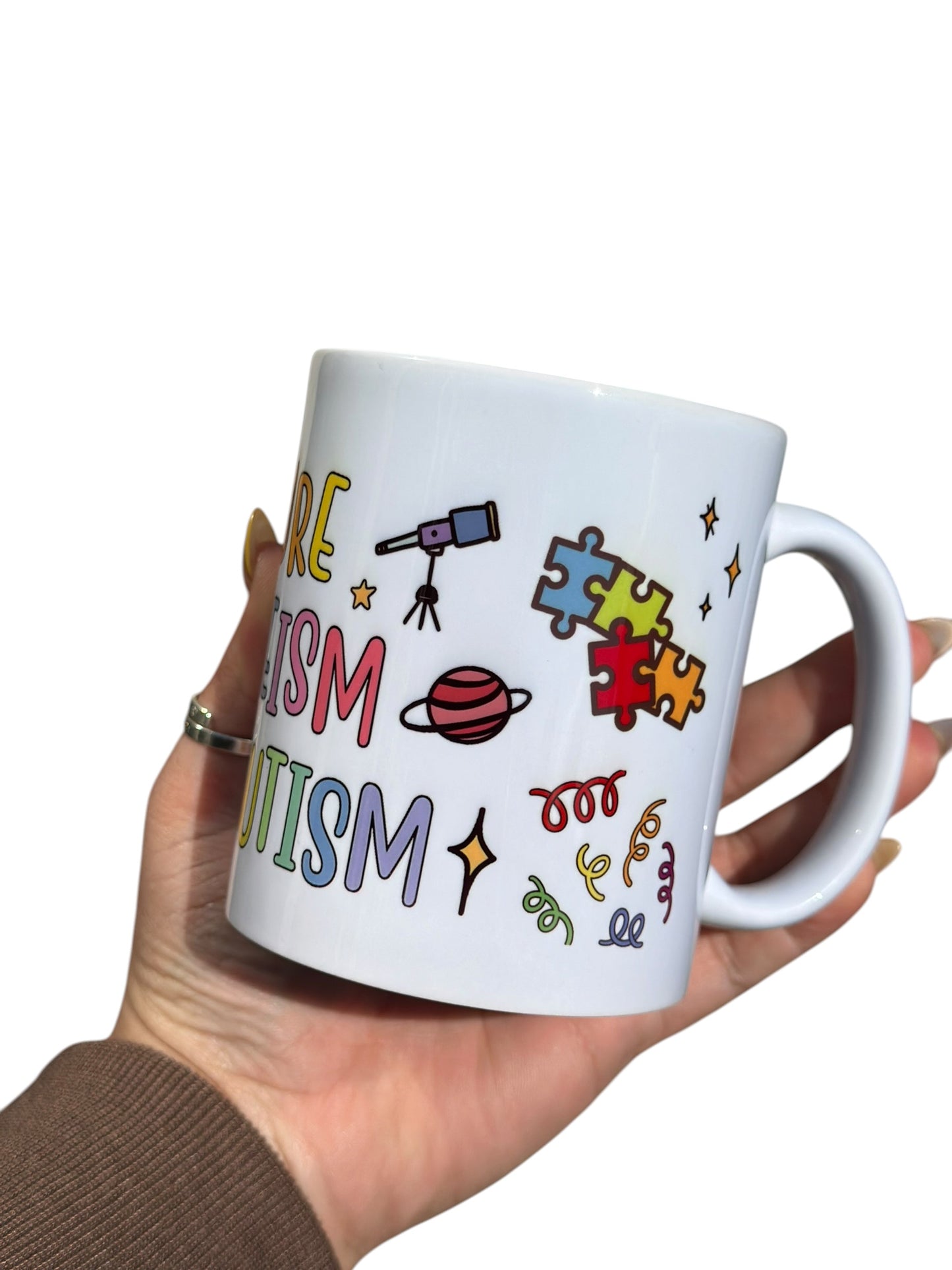 Autism Awareness Mug – “Cure Ableism Not Autism” Rainbow Mug | Neurodiversity Positive Gift | 11oz Coffee Cup | Inclusive Gift Idea