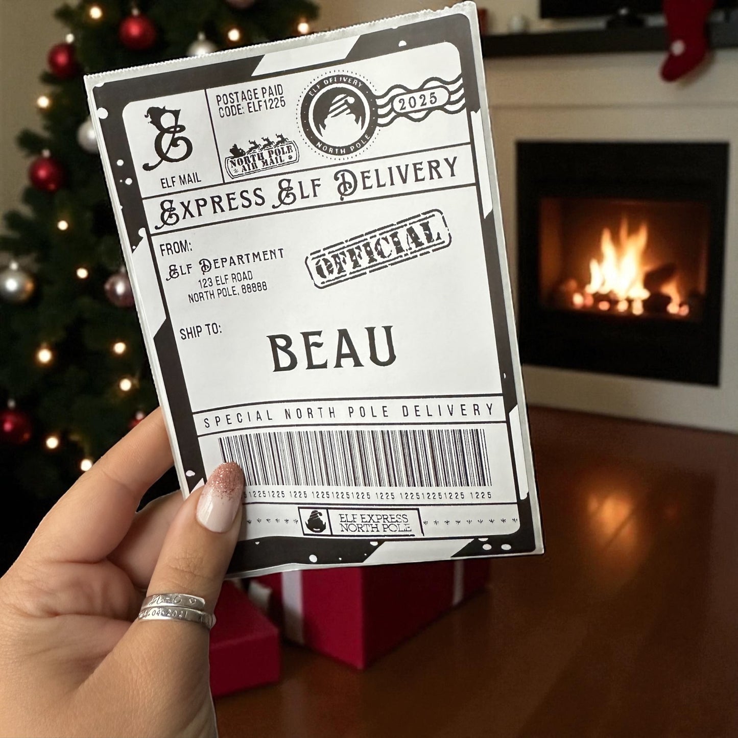 Personalised North Pole postage label stickers - pack of 10