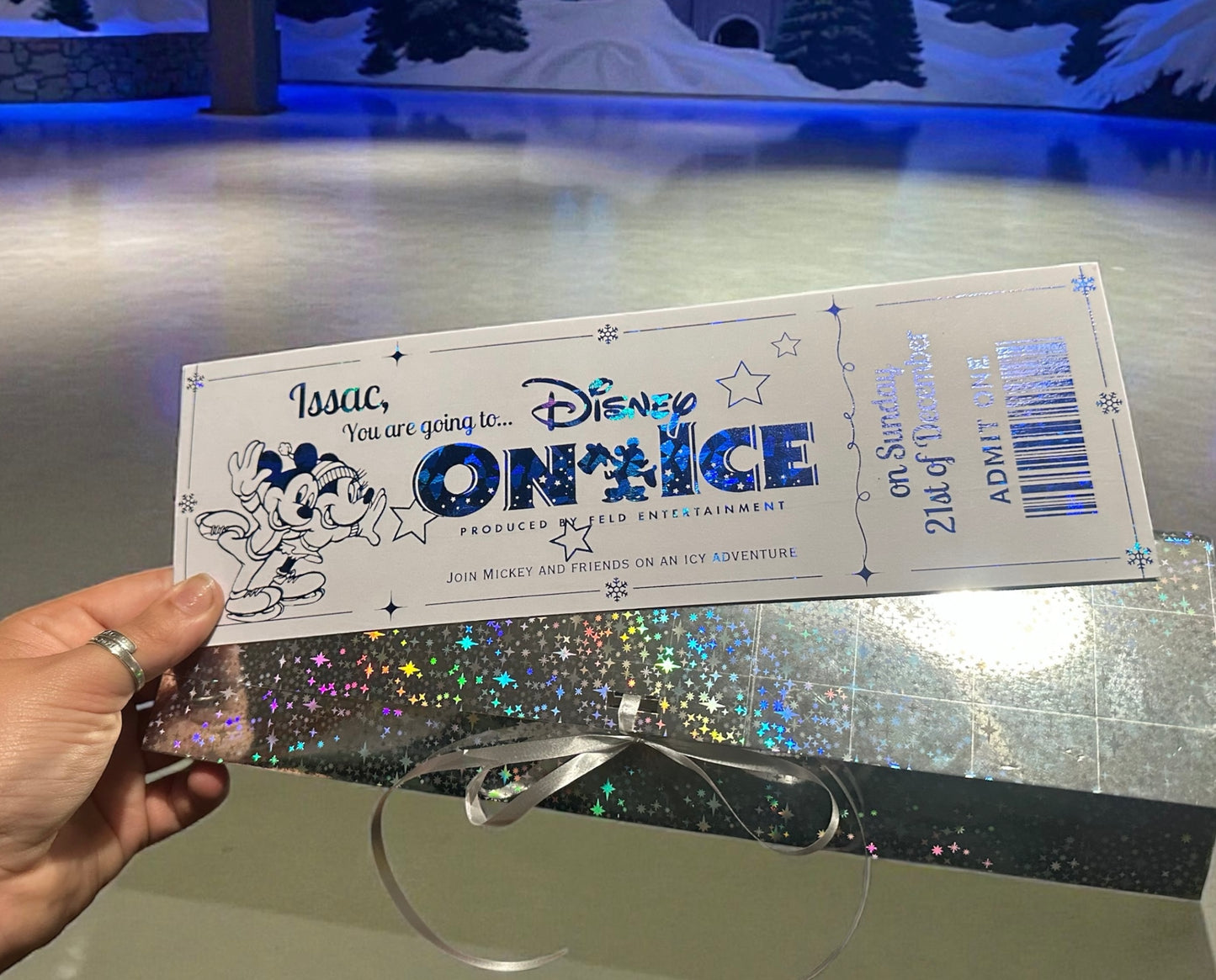 Personalised Disney on ice gift reveal tickets
