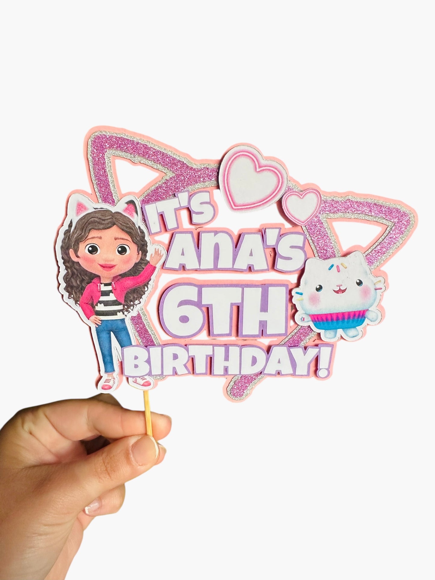 GABBYS DOLLHOUSE theme personalised birthday cake topper
