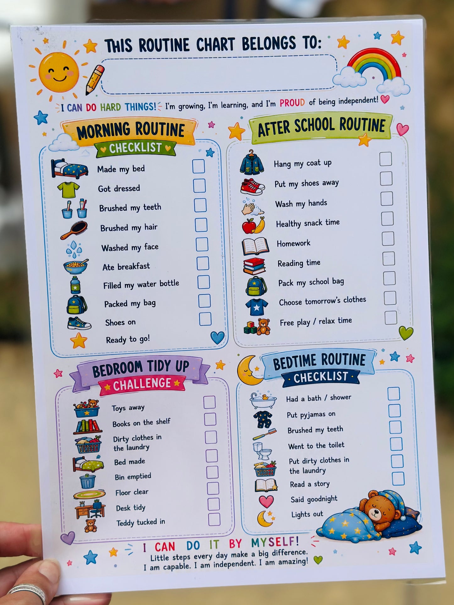 Kids Independence Charts | Reusable Laminated Routine & Responsibility Checklists