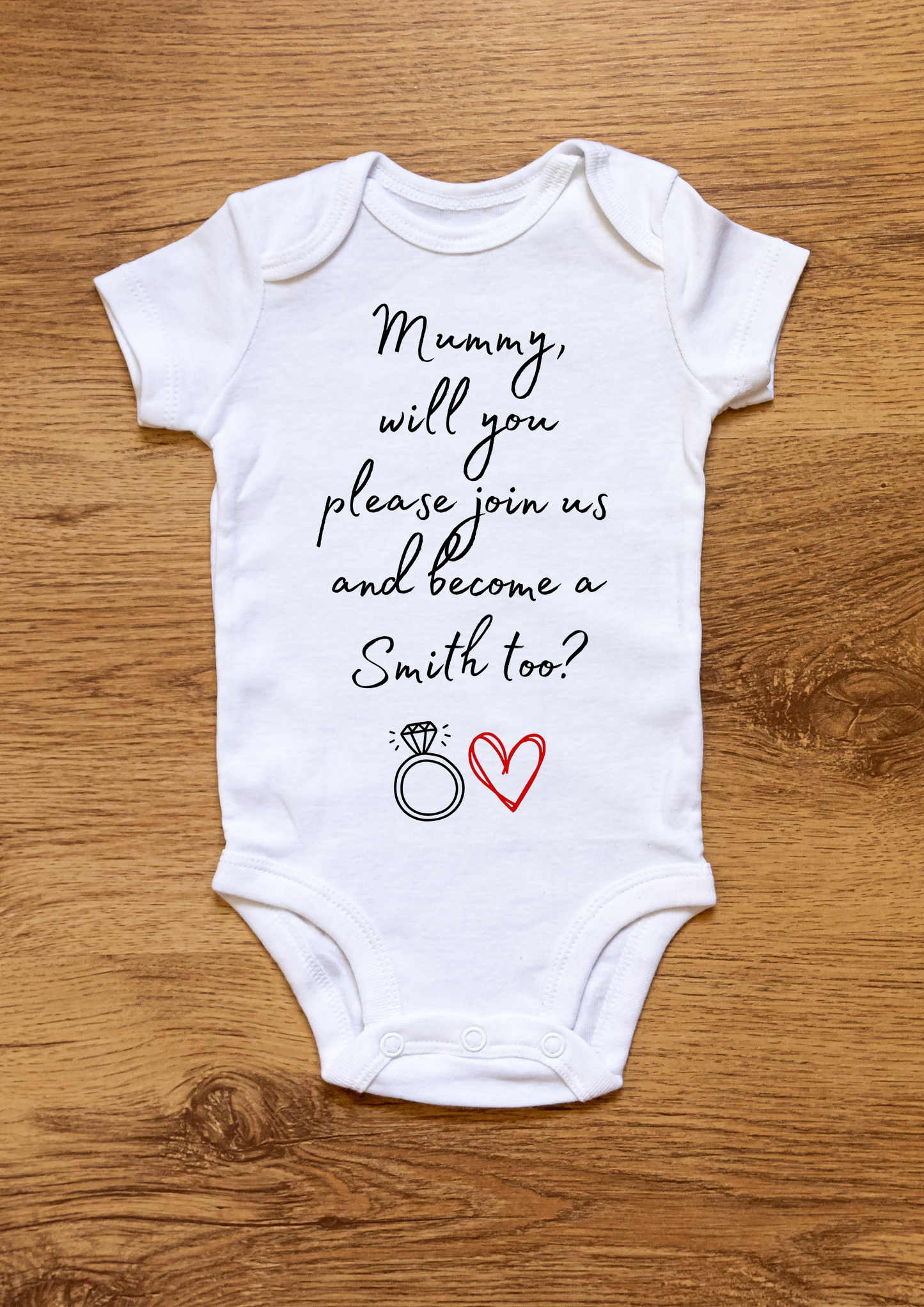 Cute custom personalised marriage proposal couples gift short sleeved baby vest