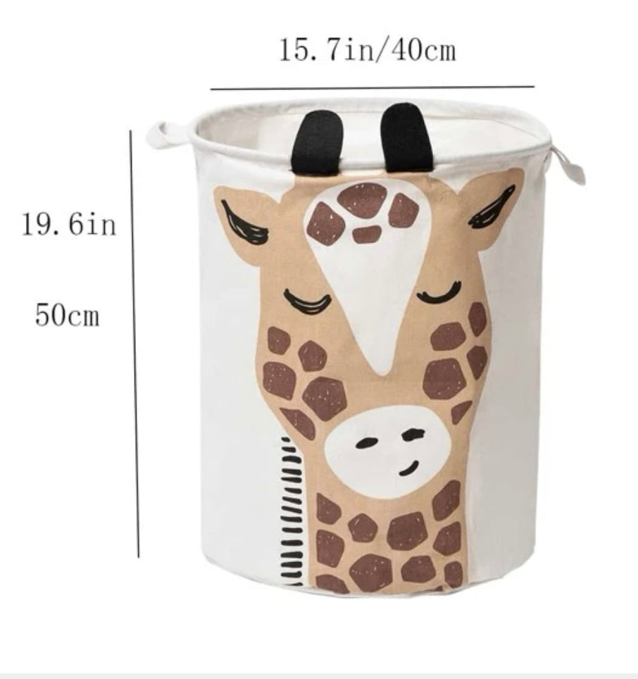 Safari jungle theme giraffe style laundry basket hamper for nursery bedroom