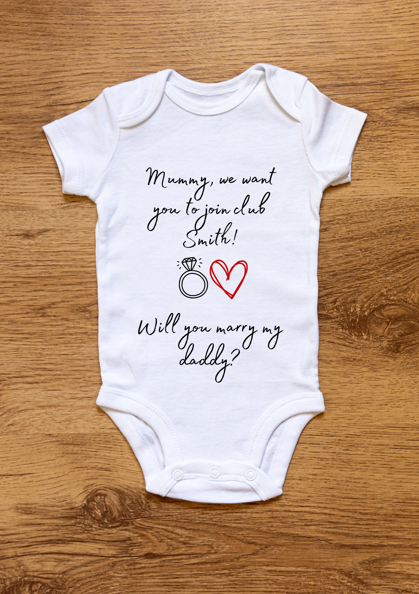 Cute custom personalised marriage proposal couples gift short sleeved baby vest