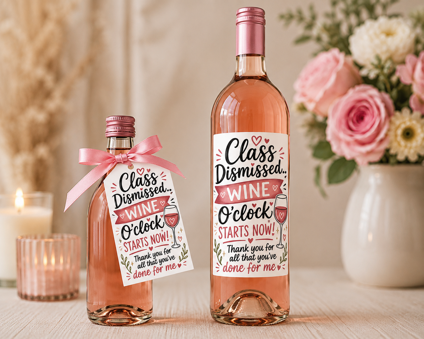 Funny Teacher Wine Bottle Labels | Teacher Thank You Gift Sticker | End of Term Teacher Appreciation | Mini Bottle Tag | Wine Label Only | No Bottle Included