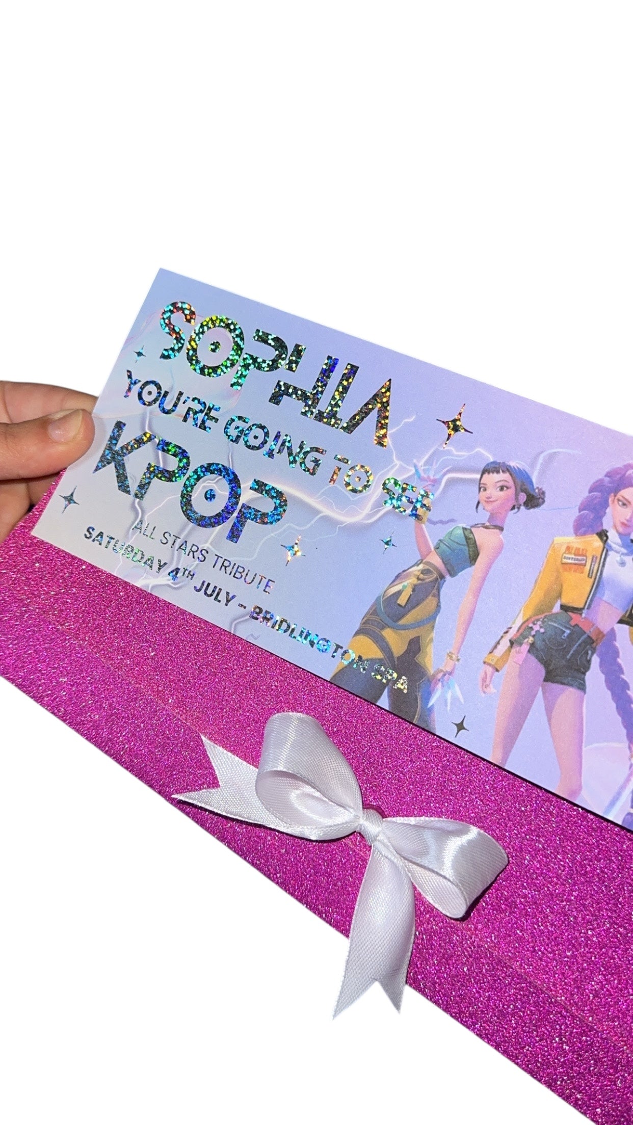 K-Pop All-Stars Tribute Concert Gift Reveal Ticket with matching sleeve