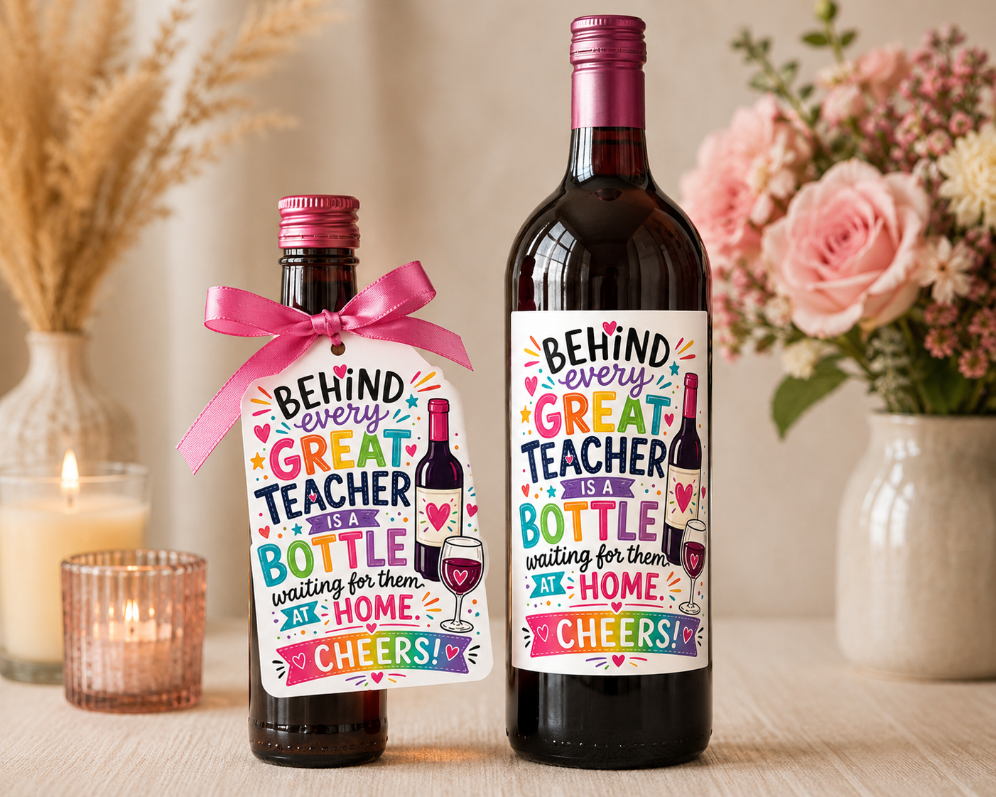 Funny Teacher Wine Bottle Labels | Teacher Thank You Gift Sticker | End of Term Teacher Appreciation | Mini Bottle Tag | Wine Label Only | No Bottle Included