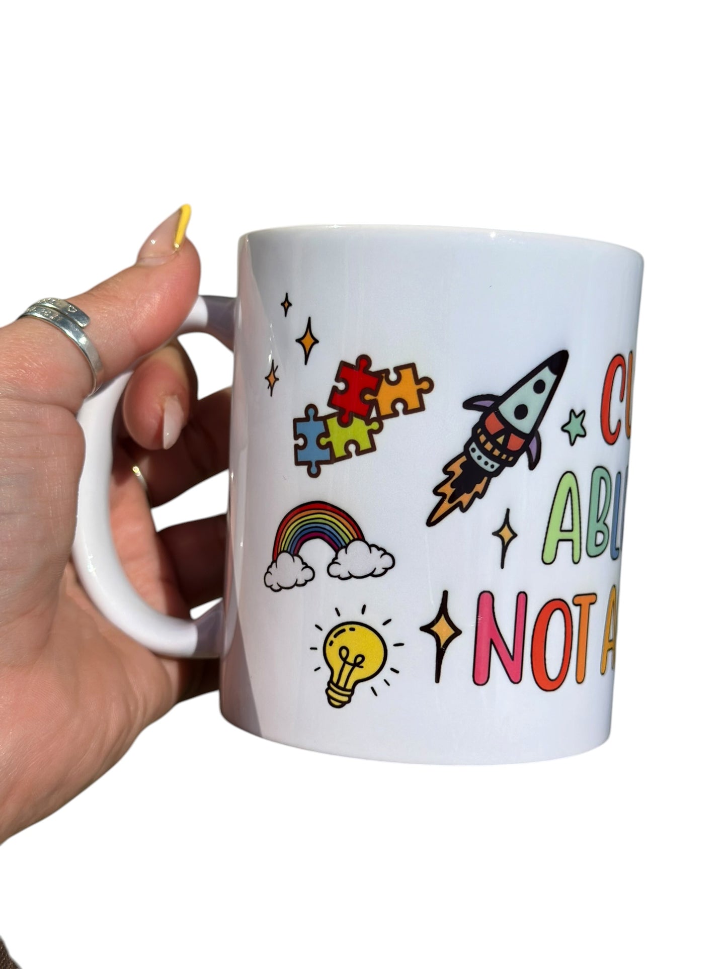 Autism Awareness Mug – “Cure Ableism Not Autism” Rainbow Mug | Neurodiversity Positive Gift | 11oz Coffee Cup | Inclusive Gift Idea