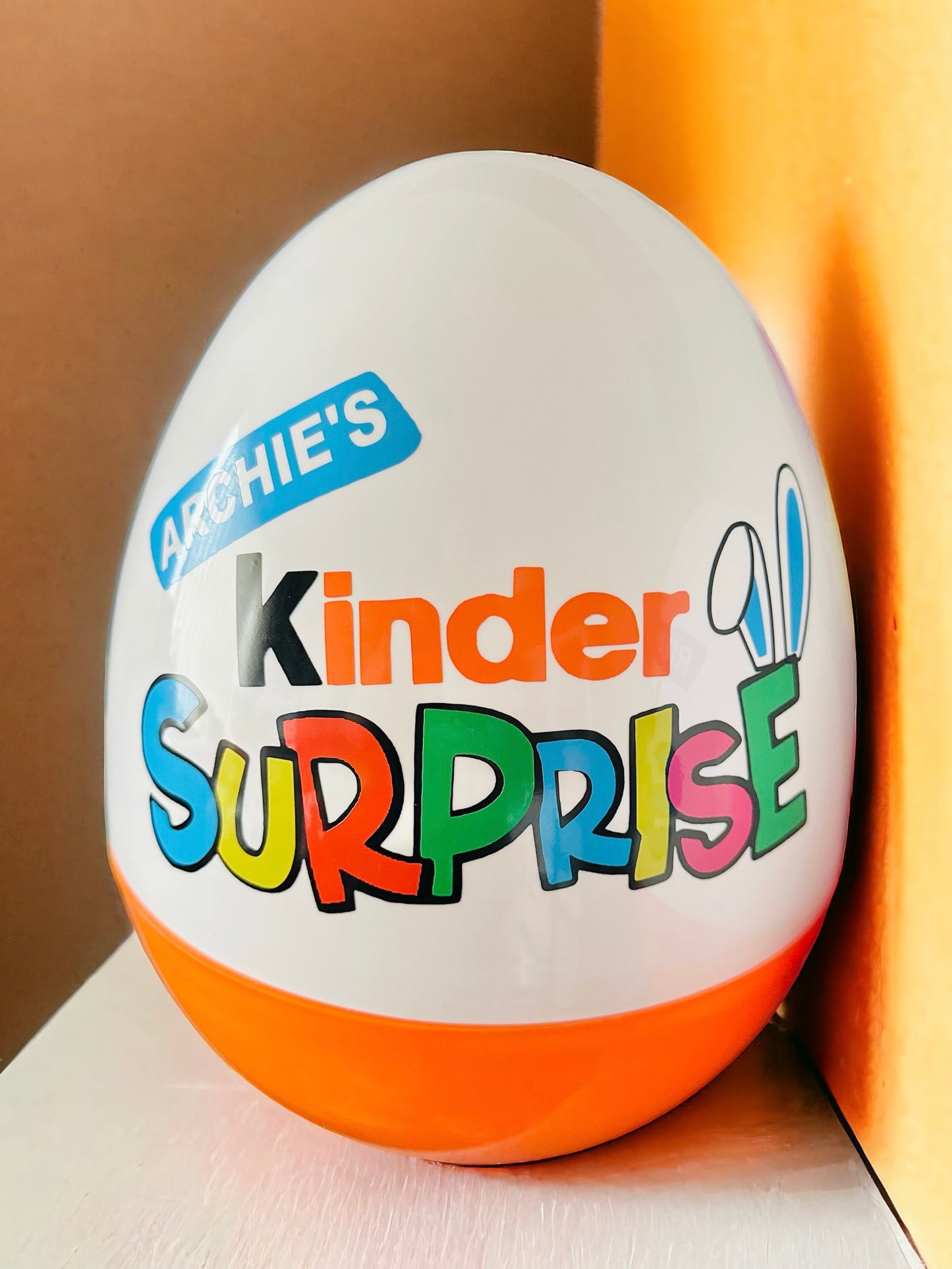 Giant jumbo 14 inch personalised Easter gift kinder surprise style fillable egg