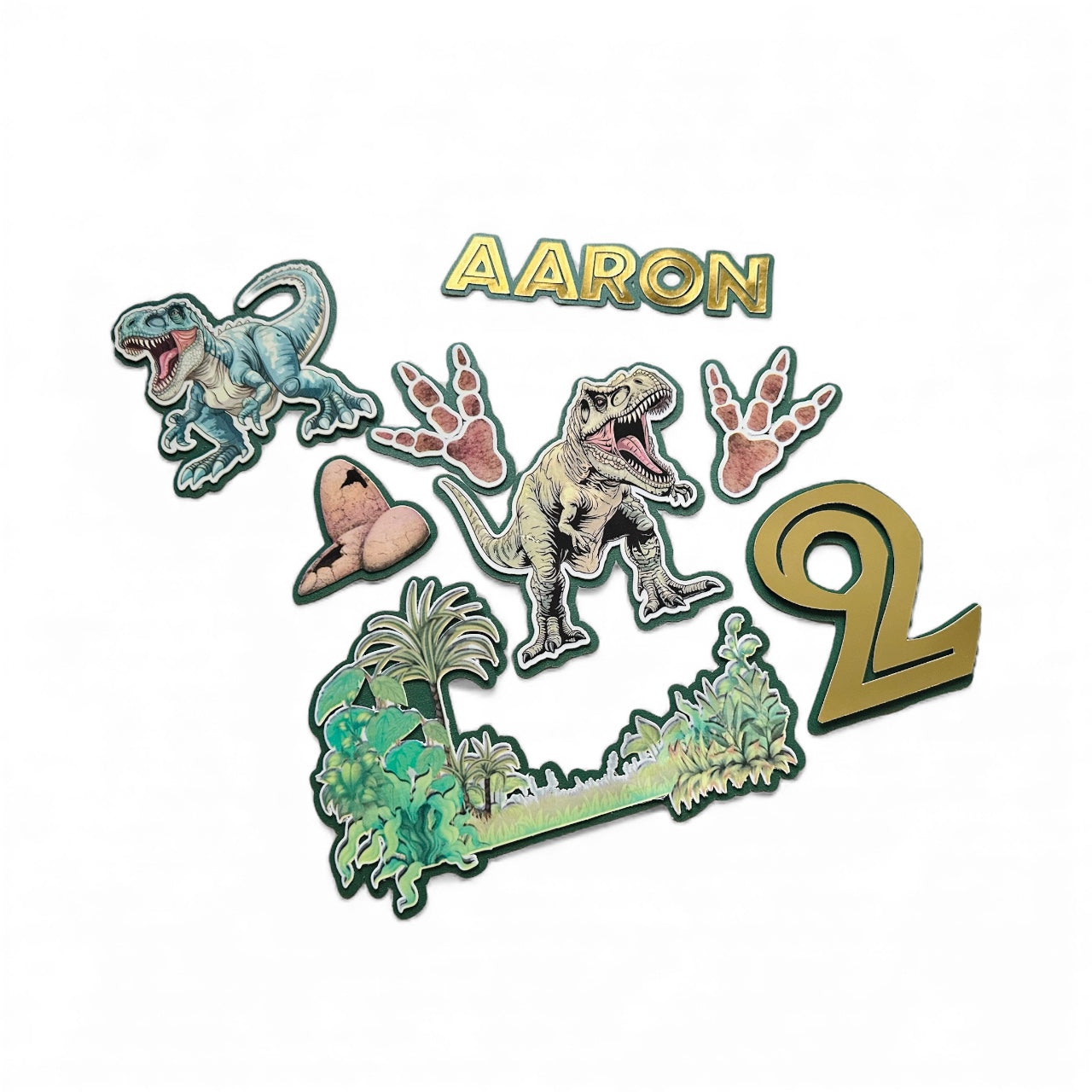 Dinosaur Jurassic theme birthday cake toppers set 8pc set