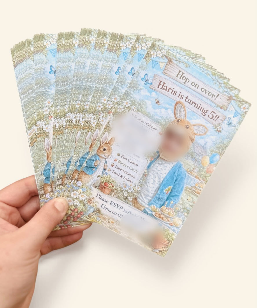 Custom made invites + design work. Packs of 10/15/20/25/30