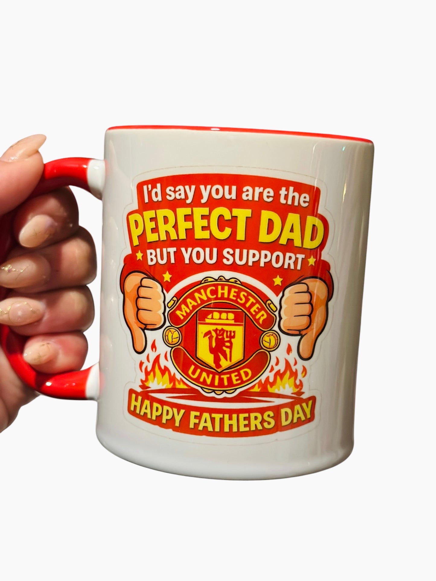 Funny Football rivalry Dad Mug | Any Red Team Available | Red Personalised Father’s Day Mug | football Dad Gift | Custom Name Mug 11oz