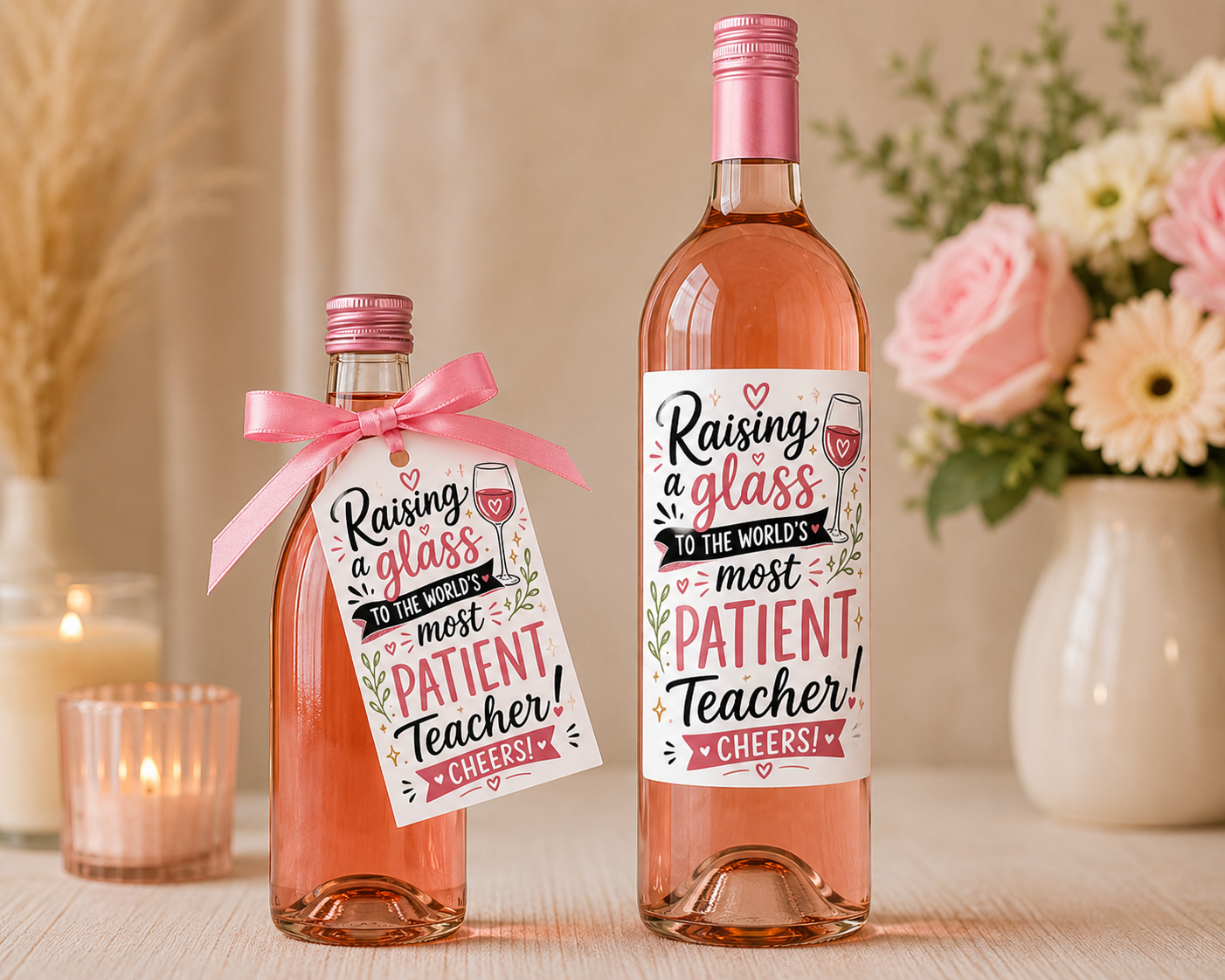 Funny Teacher Wine Bottle Labels | Teacher Thank You Gift Sticker | End of Term Teacher Appreciation | Mini Bottle Tag | Wine Label Only | No Bottle Included