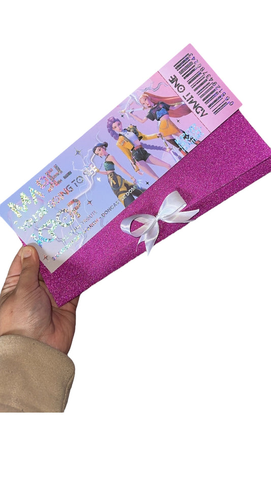 K-Pop All-Stars Tribute Concert Gift Reveal Ticket with matching sleeve