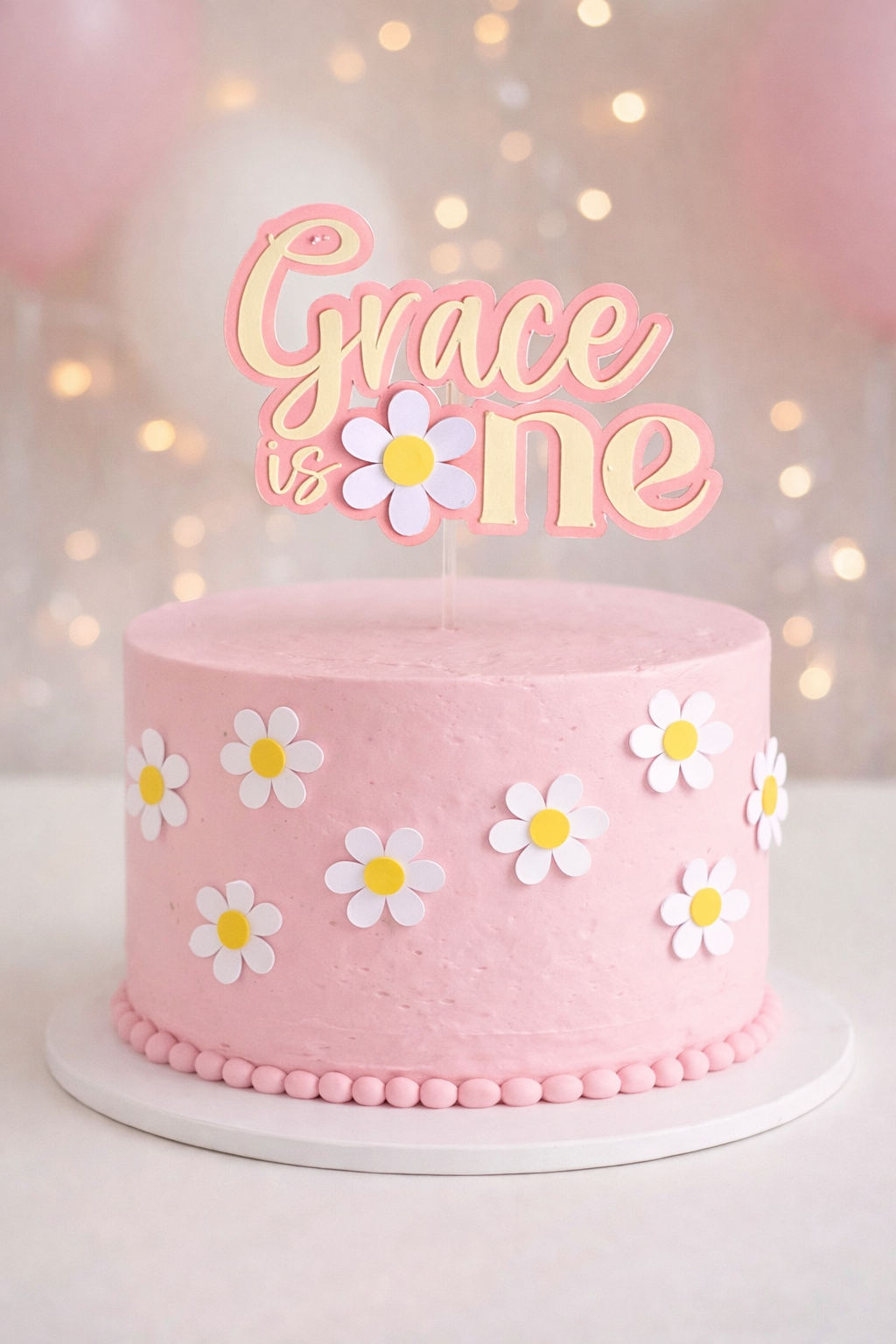 Personalised Daisy Cake Topper | First Birthday Cake Topper | Daisy Cake Decorations | Custom Name Cake Topper | Girl 1st Birthday