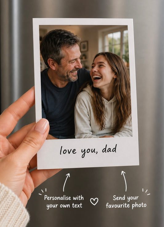 Personalised Polaroid Fridge Magnet | Custom Photo Magnet Gift for Dad | Father’s Day Photo Keepsake | Personalised Grandad Gift