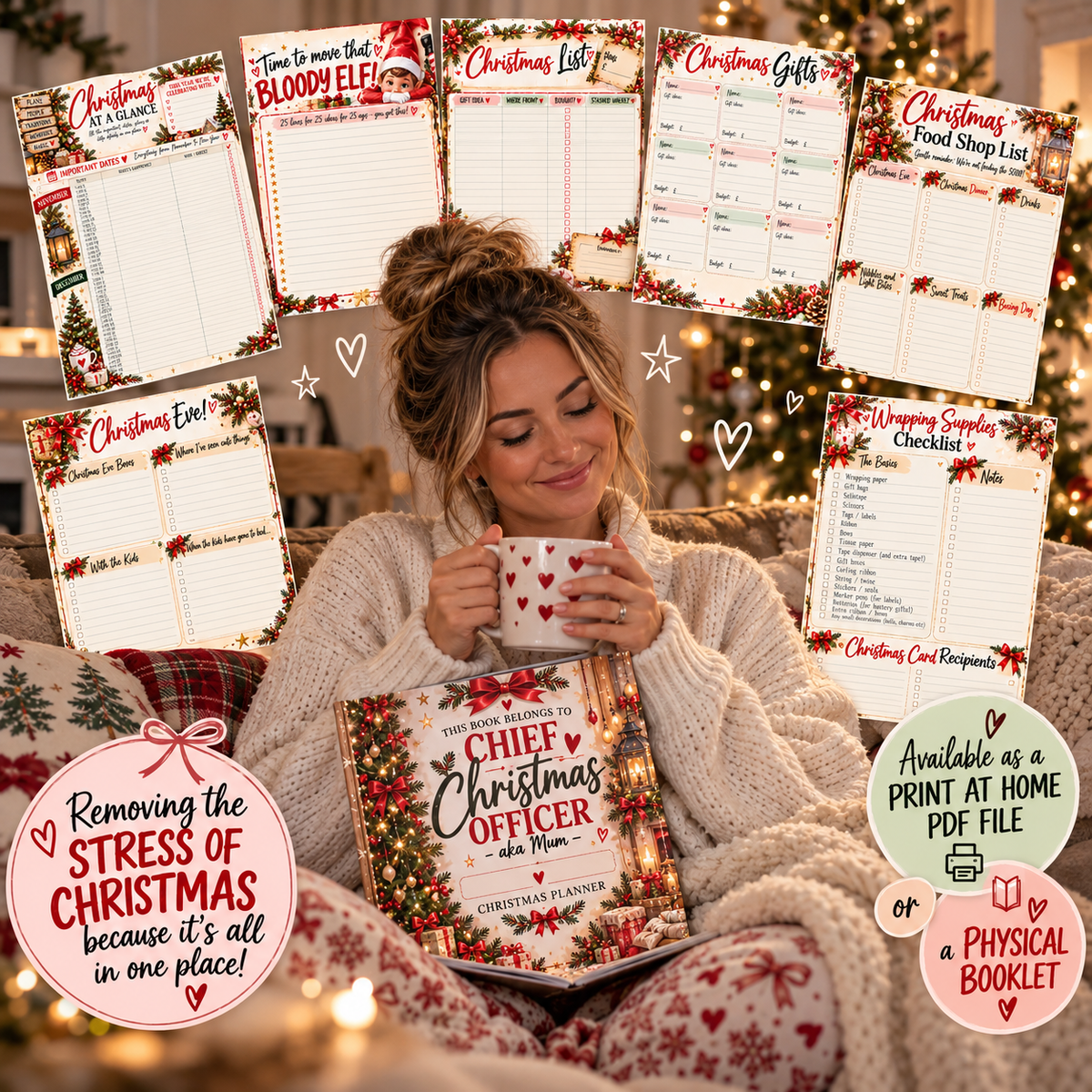 Personalised Mum’s Christmas Planner Binder – 13 page christmas organiser