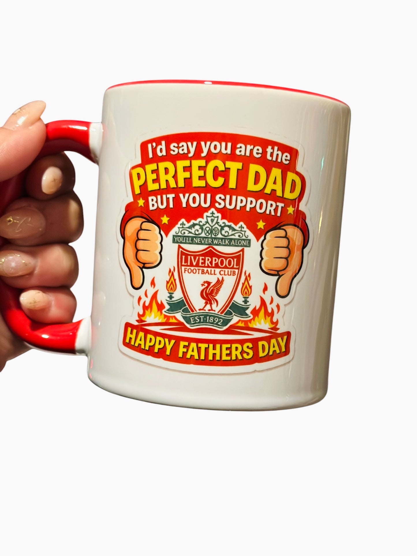 Funny Football rivalry Dad Mug | Any Red Team Available | Red Personalised Father’s Day Mug | football Dad Gift | Custom Name Mug 11oz