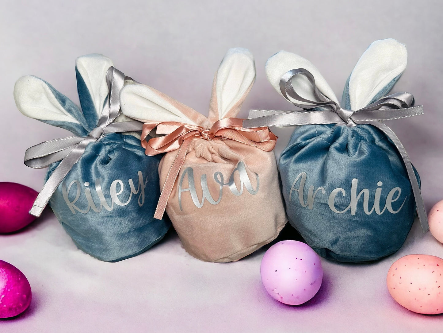 Soft bunny style personalised Easter treat pouch