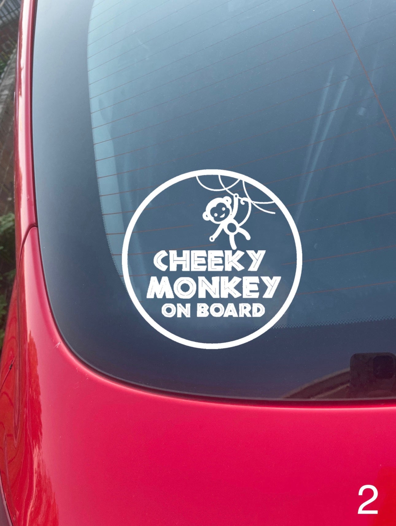 Cheeky monkey / baby on board car safety sticker decals 15cm x 15cm