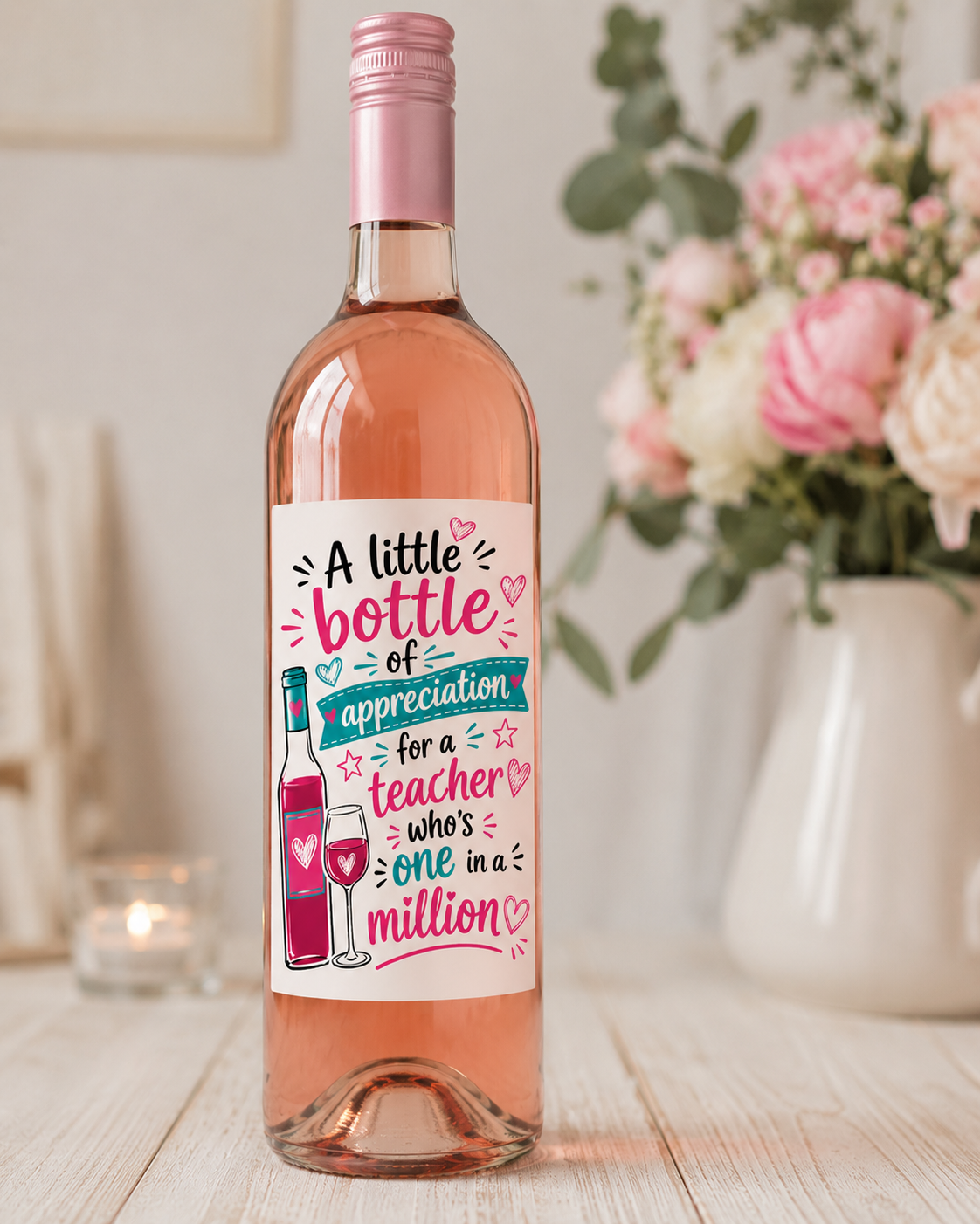 Funny Teacher Wine Bottle Labels | Teacher Thank You Gift Sticker | End of Term Teacher Appreciation | Mini Bottle Tag | Wine Label Only | No Bottle Included