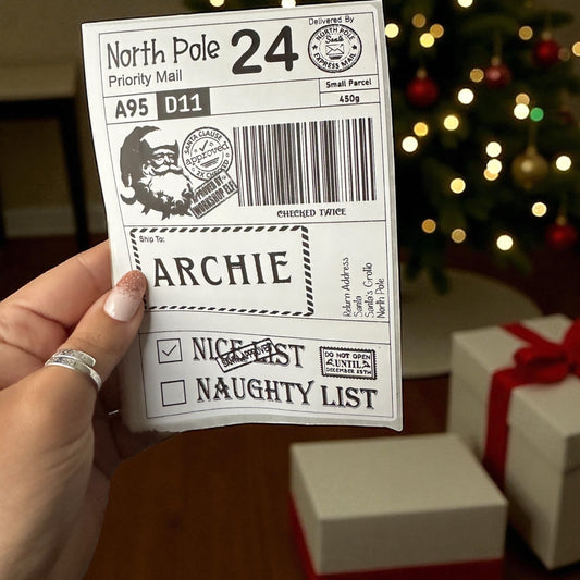 Personalised North Pole postage label stickers - pack of 10