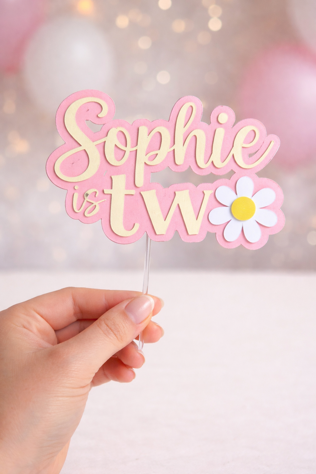Personalised Daisy Cake Topper | First Birthday Cake Topper | Daisy Cake Decorations | Custom Name Cake Topper | Girl 1st Birthday