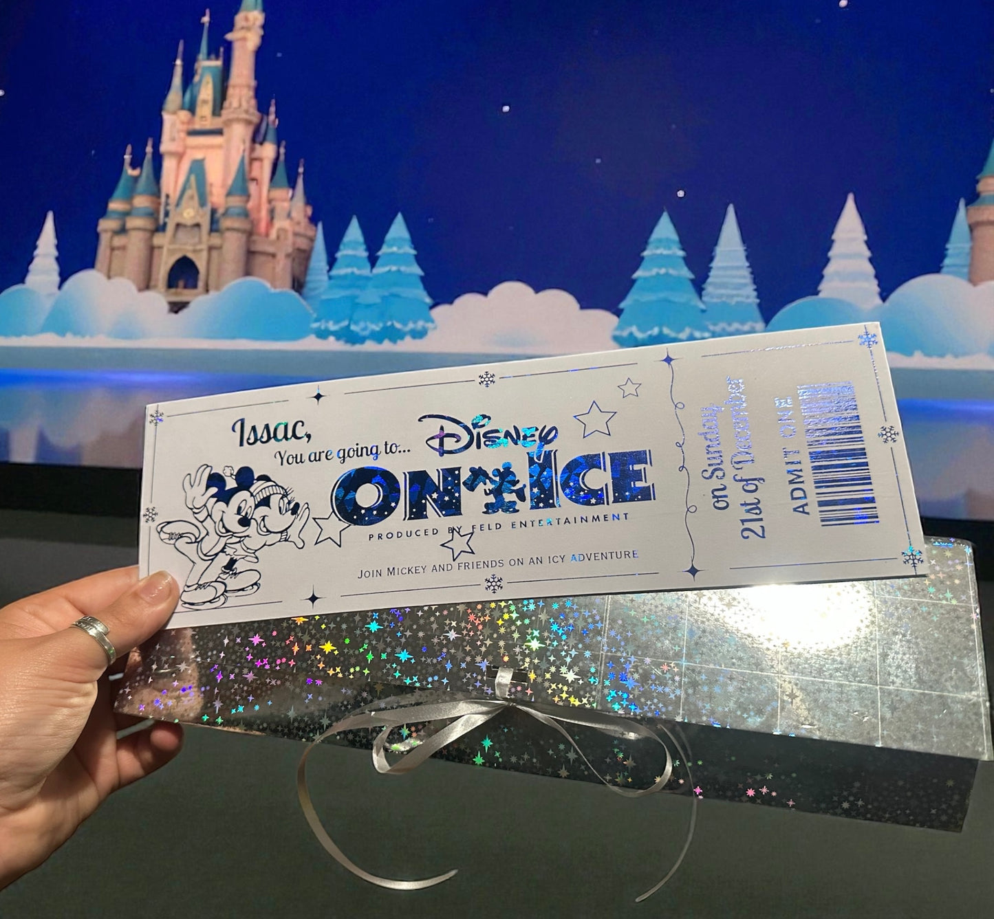 Personalised Disney on ice gift reveal tickets
