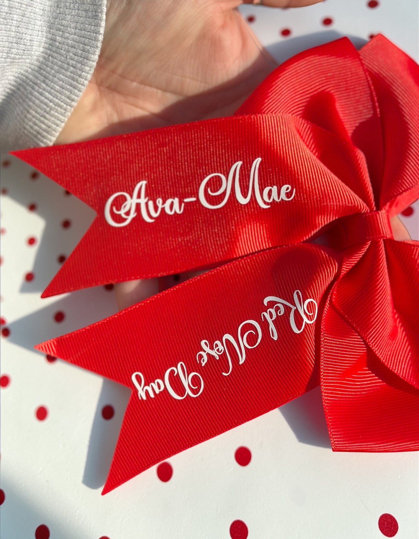 PERSONALISED CLIP IN RED NOSE DAY HAIR BOW (6 inch)