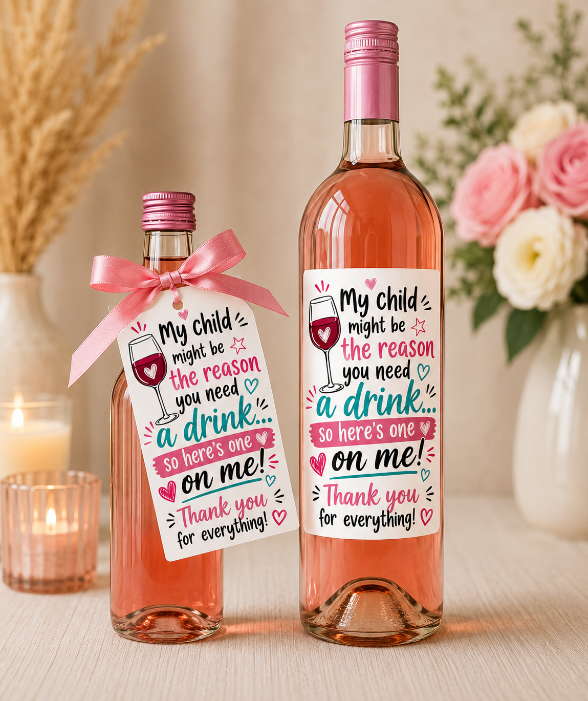Funny Teacher Wine Bottle Labels | Teacher Thank You Gift Sticker | End of Term Teacher Appreciation | Mini Bottle Tag | Wine Label Only | No Bottle Included