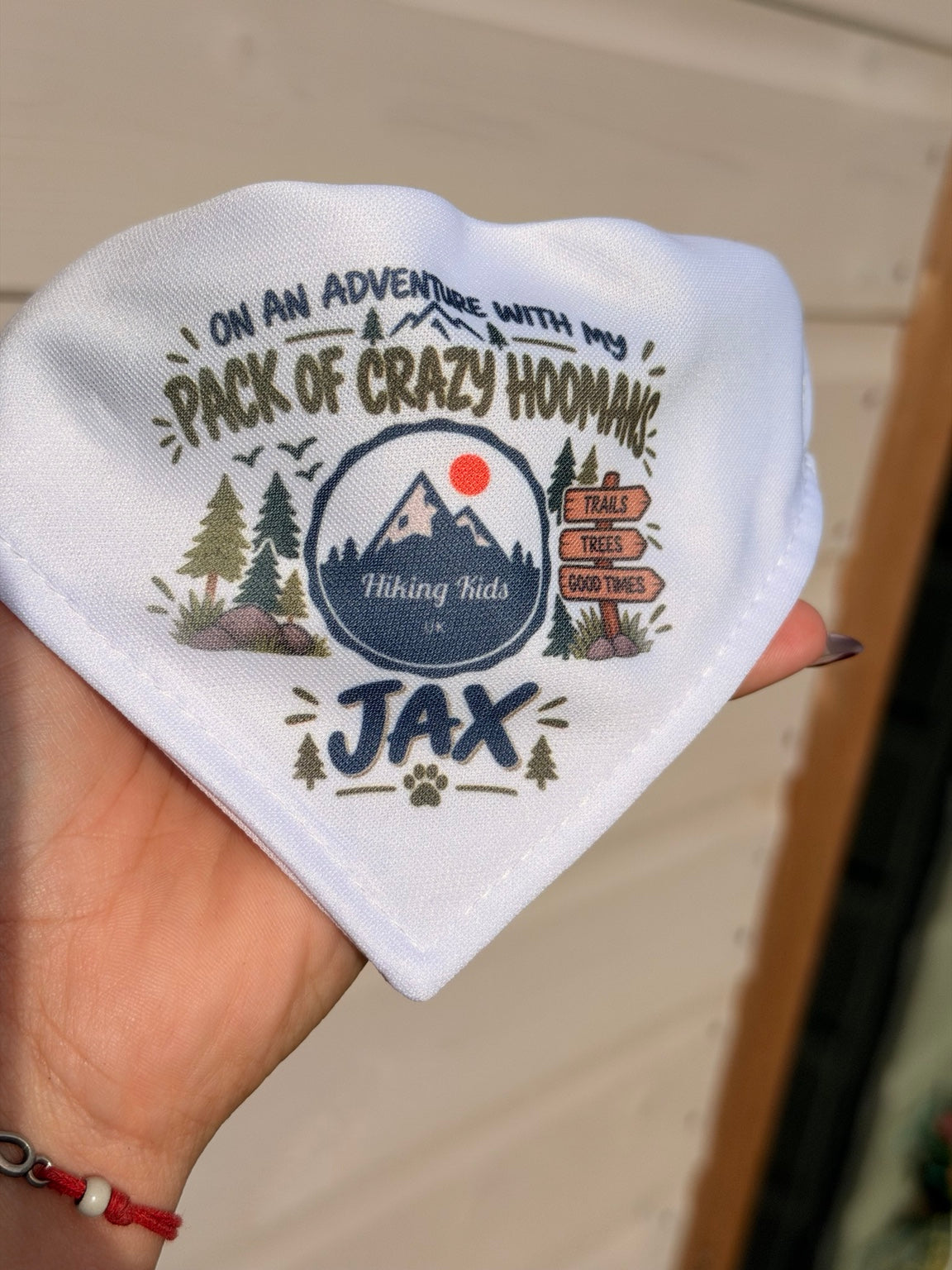 Personalised sublimated dog collar with hiking design
