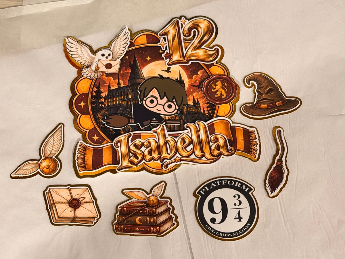 Personalised Harry Potter Birthday Cake Topper – matching set