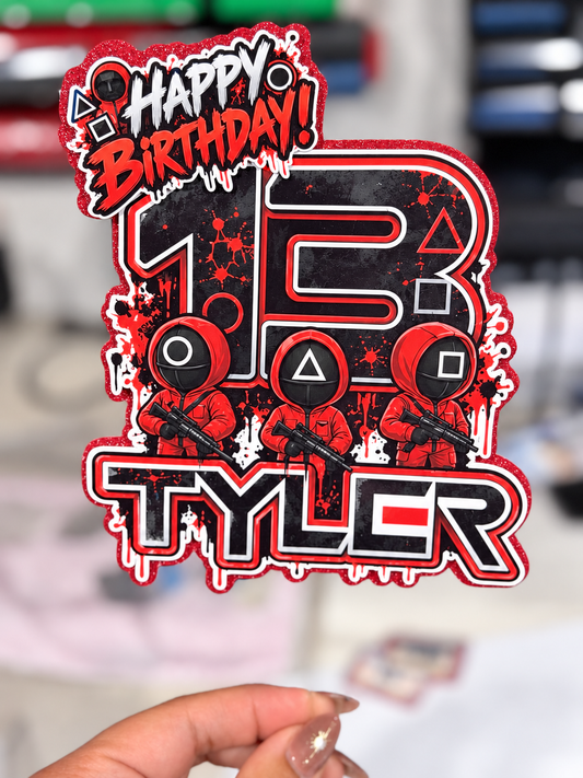 Personalised Squid Game Birthday Cake Topper – main topper