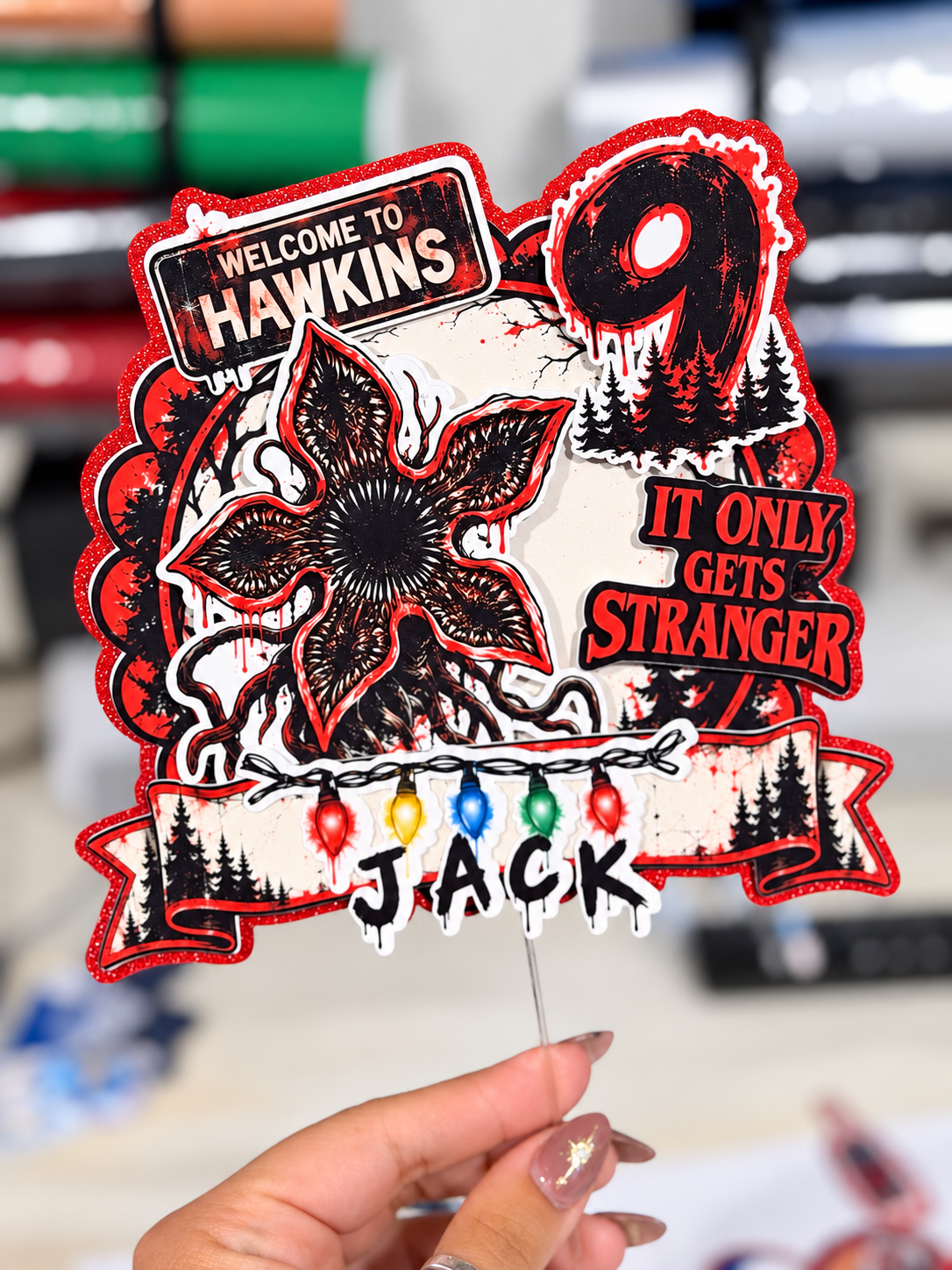 Personalised Stranger Things Birthday Cake Topper – main topper