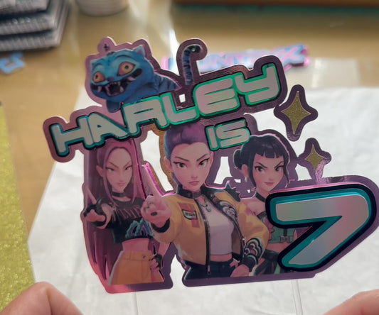 K-pop Demon hunters theme personalised cake topper