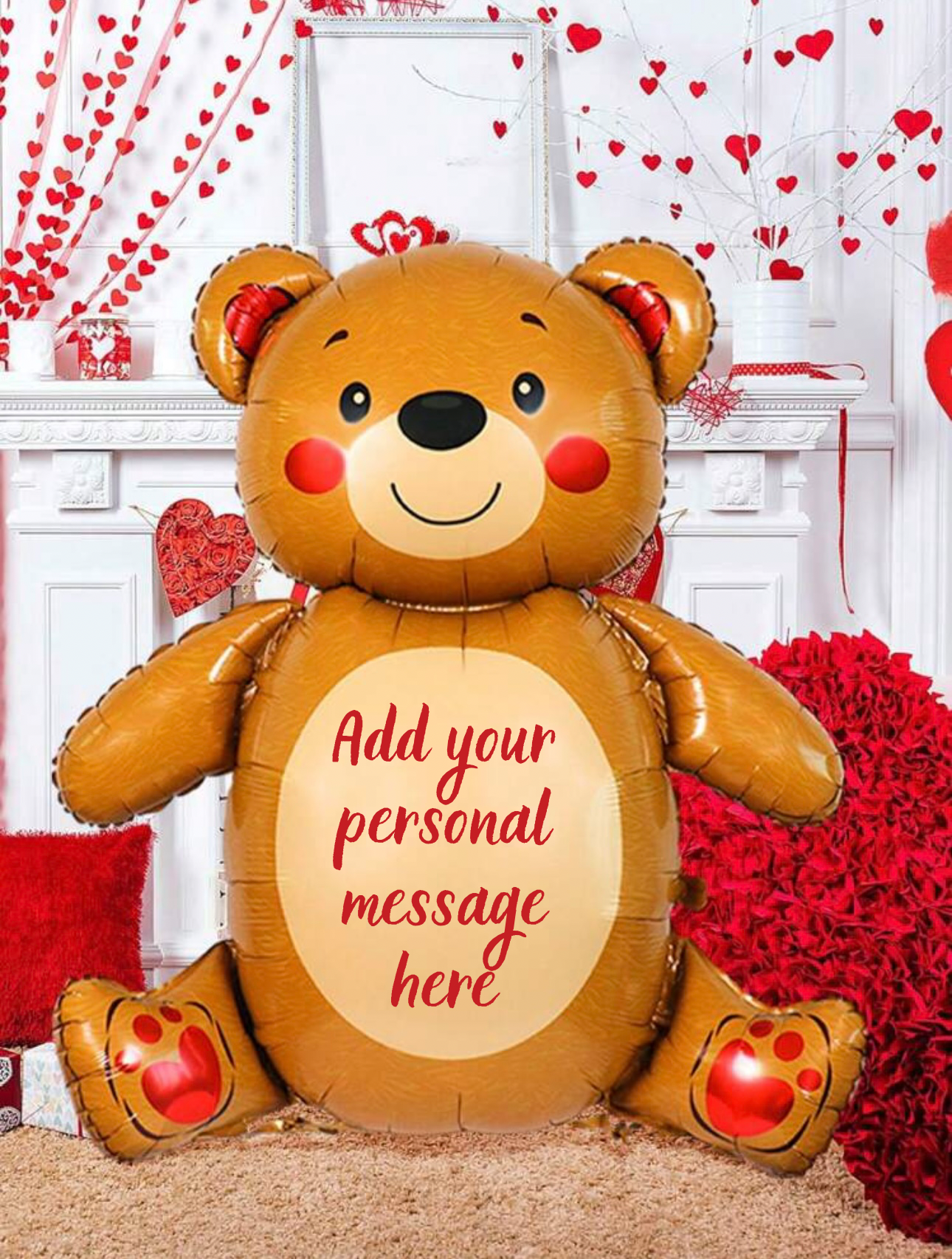 Super cute teddy bear customisable message inflatable balloon valentines gift