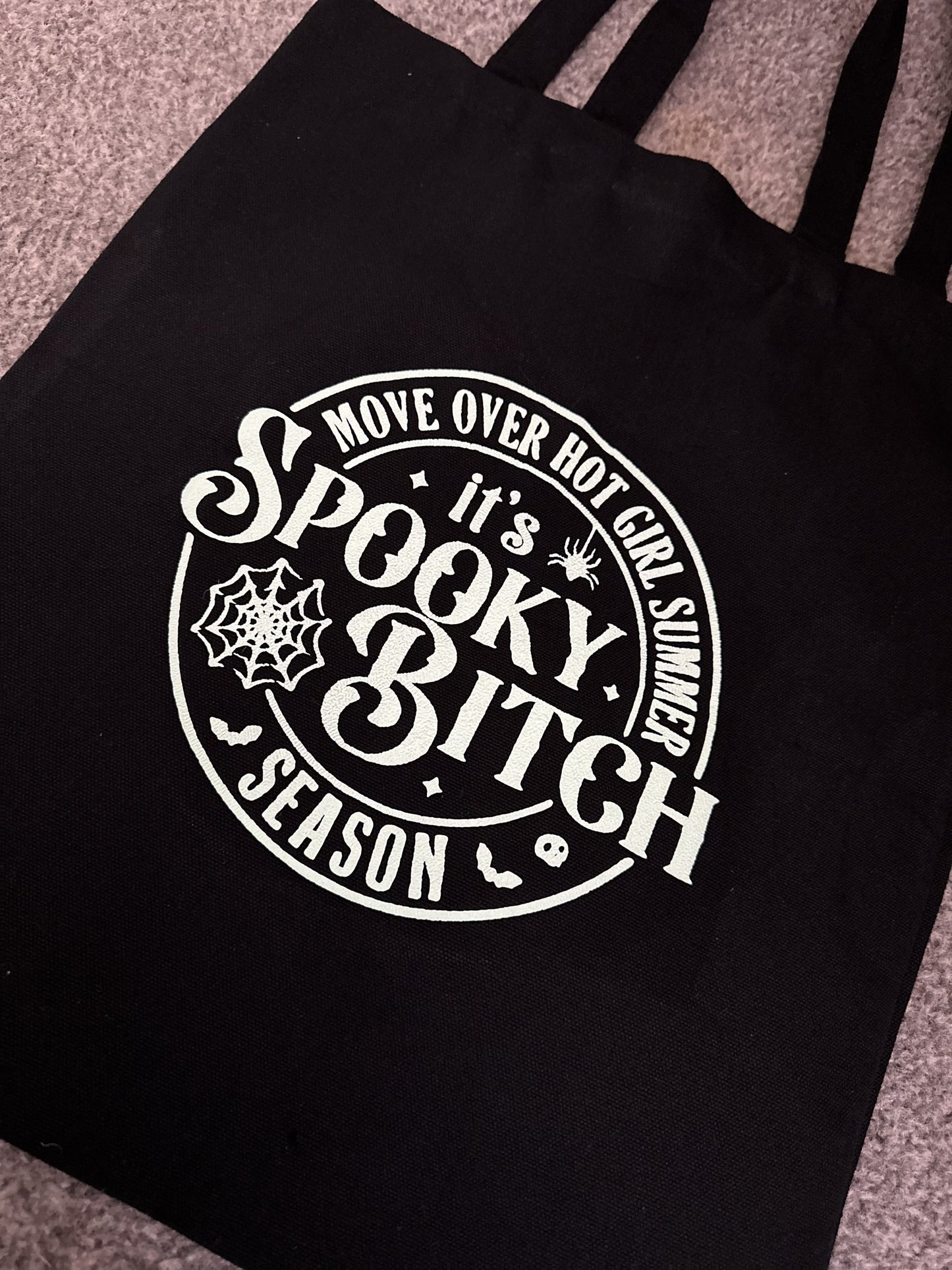 Halloween theme glow in the dark tote bag