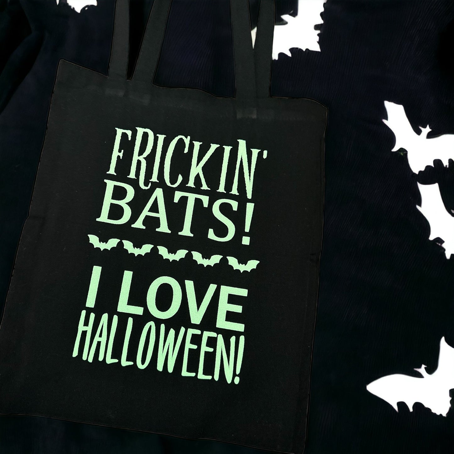 Halloween theme glow in the dark tote bag