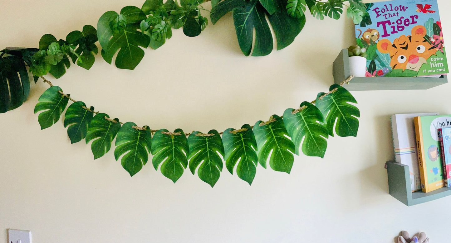 Single Tropical leafy jungle garland kids bedroom/ nursery / decking decor / tiki bar / garden bar / hot tub area decoration 1m