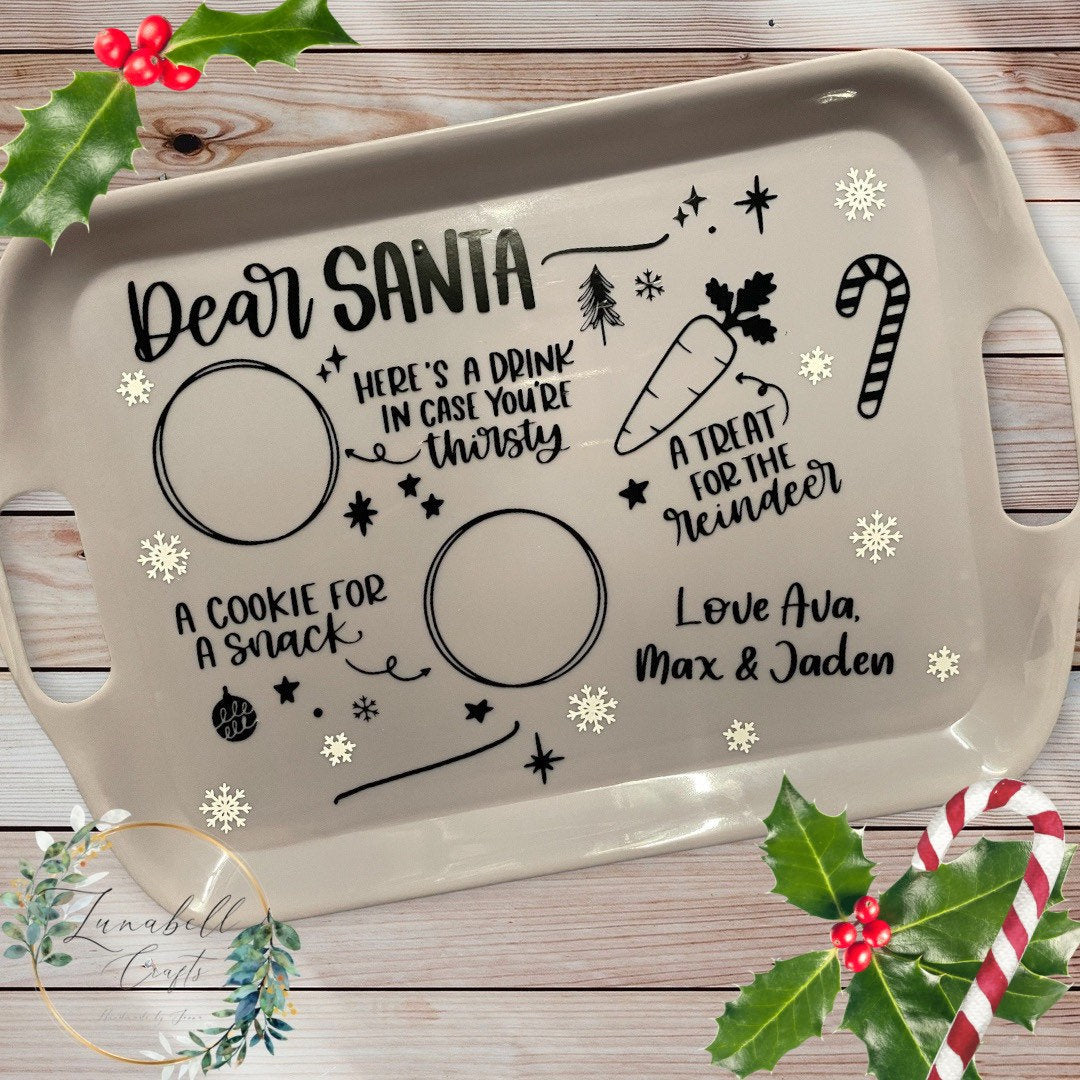 Personalised Christmas Eve Santa and reindeer treat tray