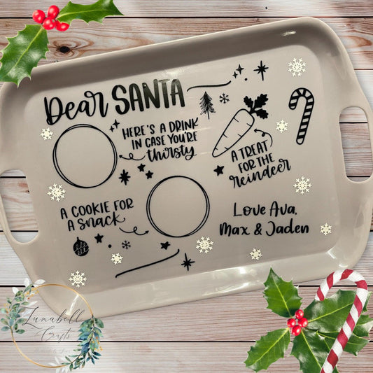 Personalised Christmas Eve Santa and reindeer treat tray