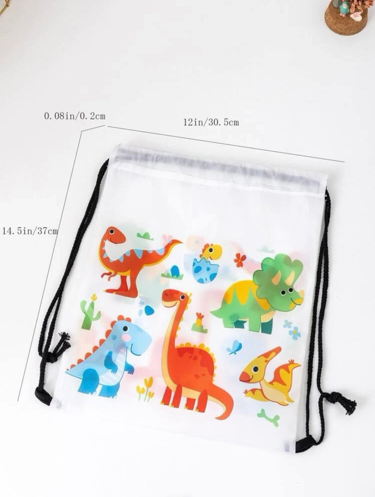 Personalised dinosaur theme children’s toddlers PE kit nursery drawstring bag